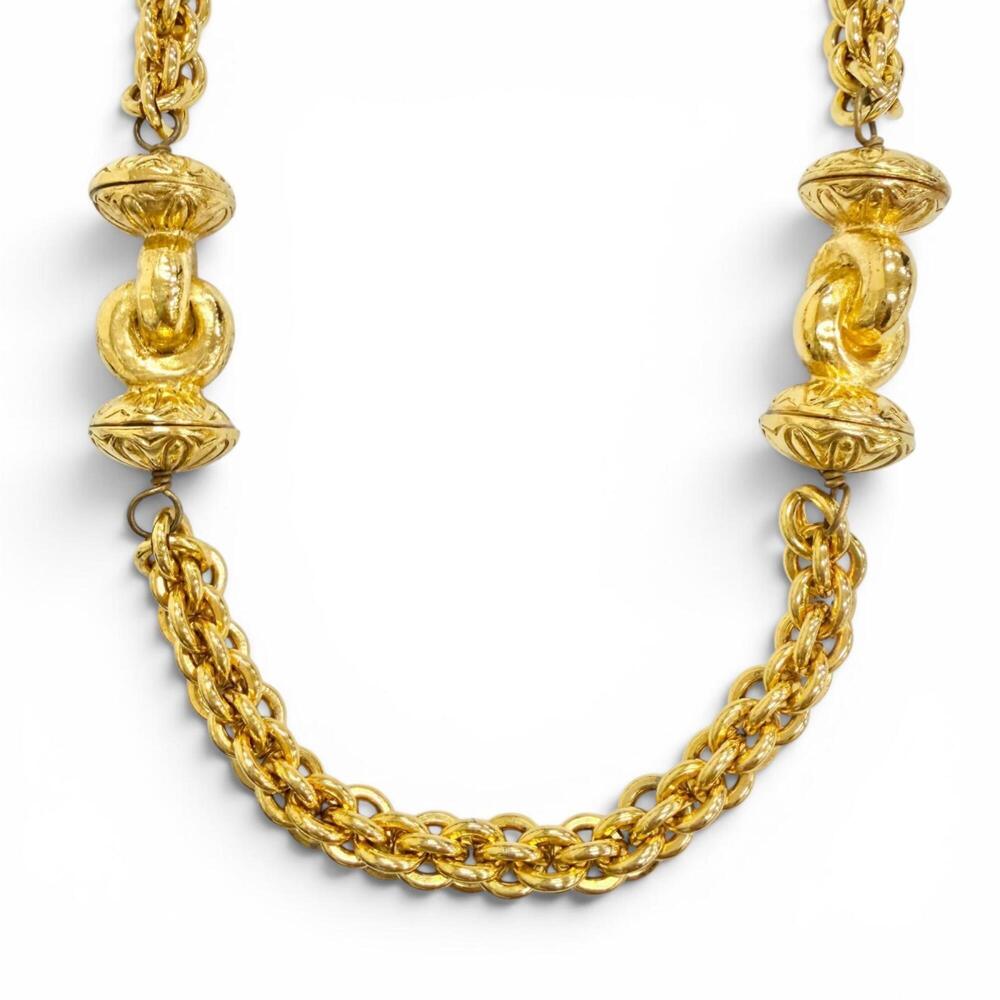 CHANEL Vintage Gold Logo Necklace